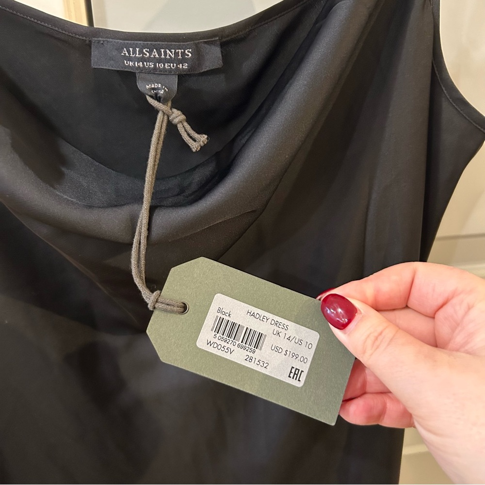 NWT All Saints Hadley Slip Midi Dress - Picture 5 of 5